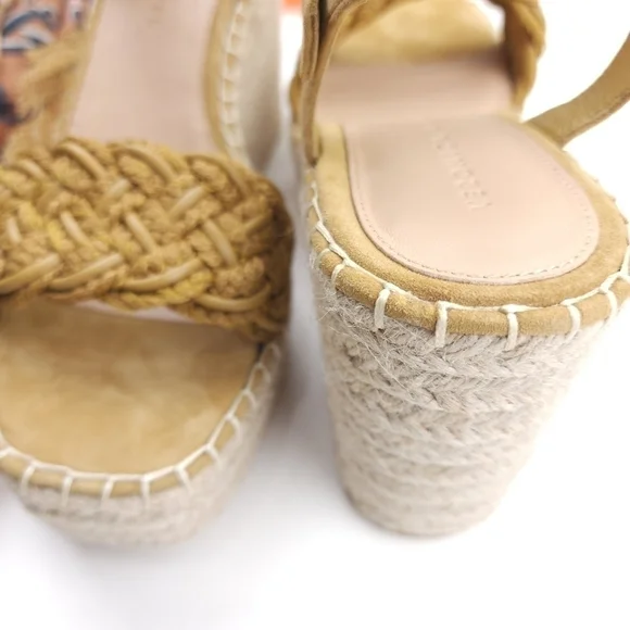 New Veronica Beard Mustard Tan Reema Platform Espadrille Sandals Size 10 - Picture 12 of 14